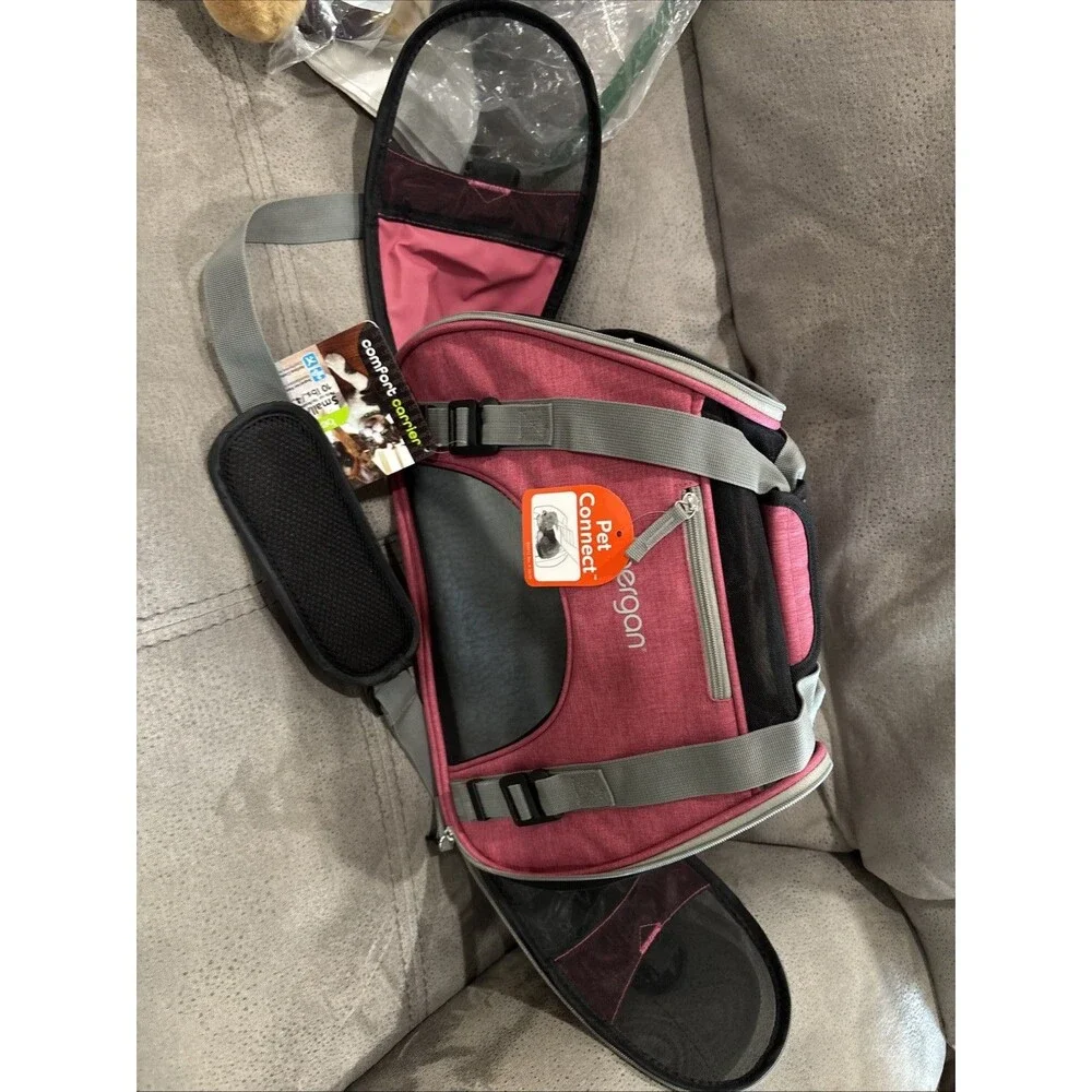 Bergan Small (up To 10 Lbs) Pet Connect Carrier Berry, In Flight Use, Fleece Pad